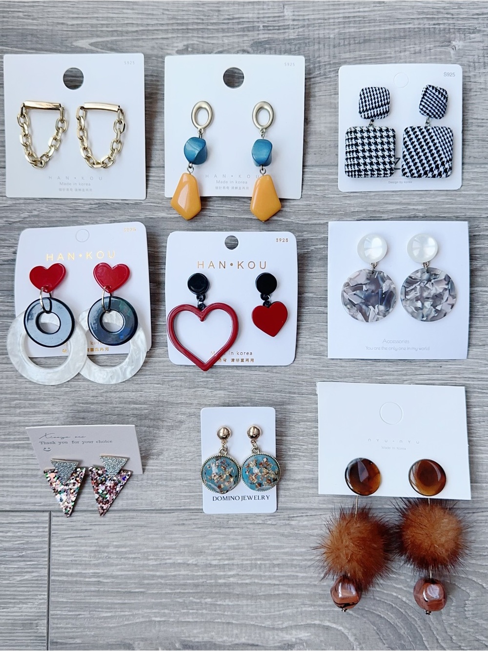 🔥HUGE 9 Pair Statement Earring Lot! Trendy Hoops, Drop & Stud Styles Multipack